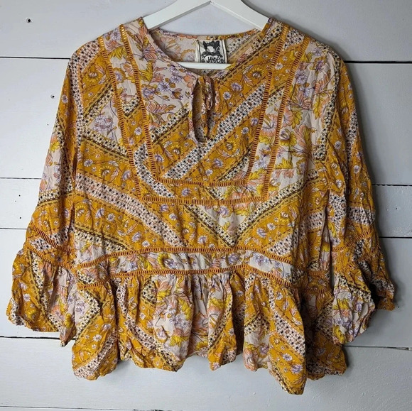 Jaase Anthropologie Boho Floral Blouse Size XS/S - Picture 1 of 6
